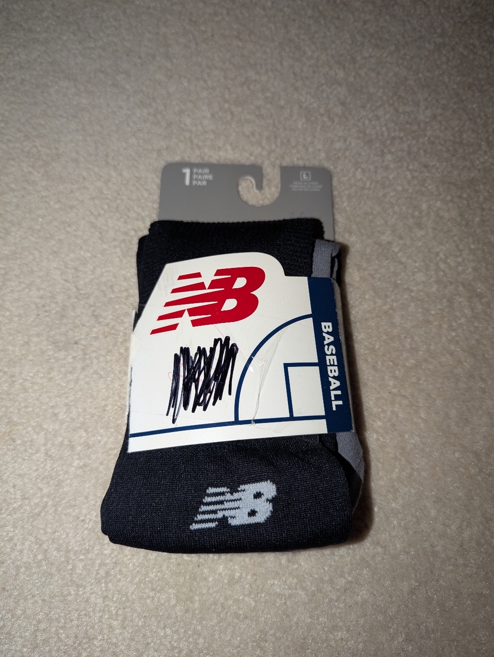 NEW BALANCE MEN'S BASEBALL SOCKS Size Medium Black/gray 1 Pair